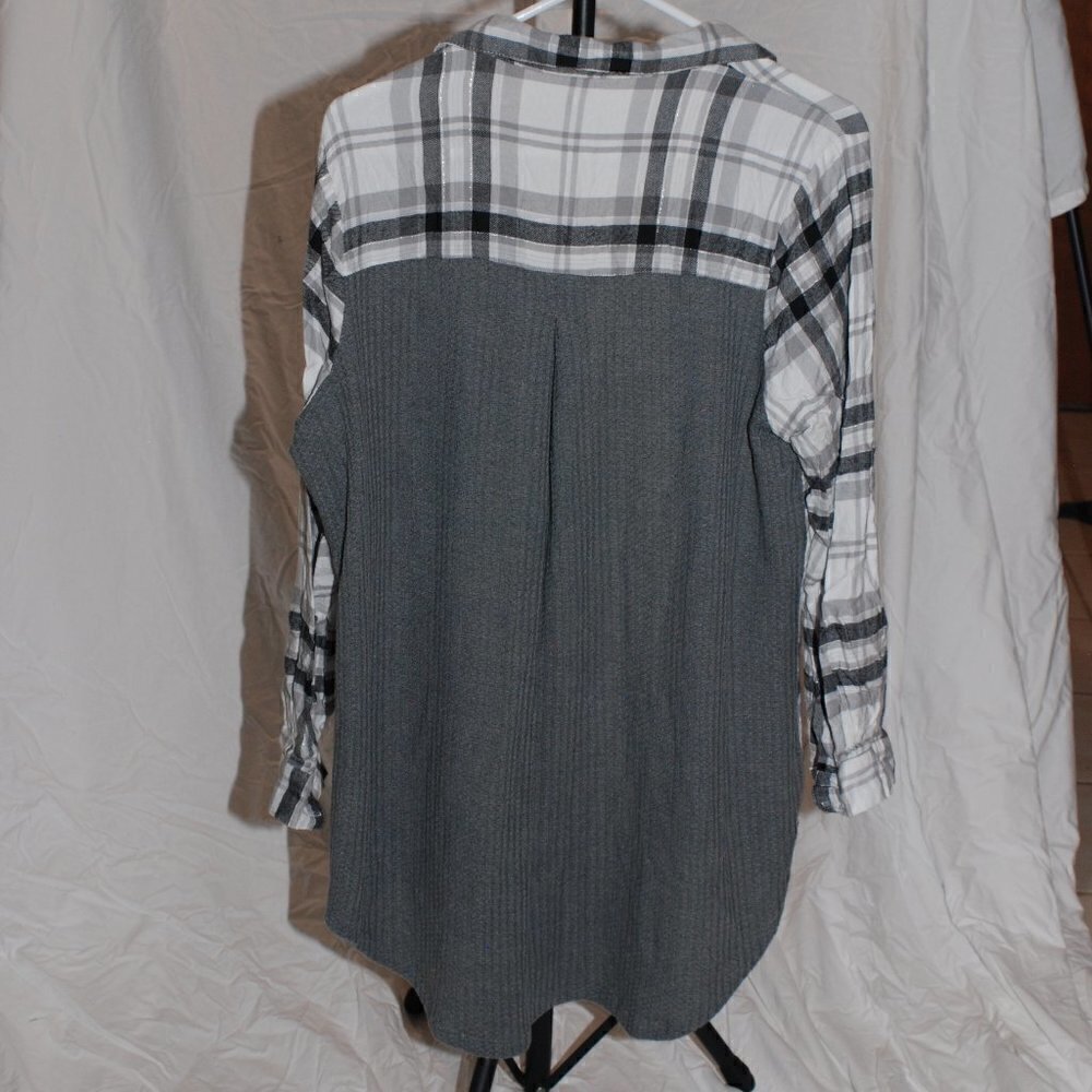Angels Forever Young Womens 1X Plaid Shirt Breathable Back Long Sleeve Sparkle - Picture 3 of 8